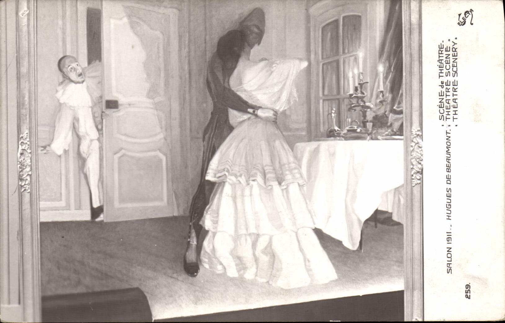 CPA Fantaisie Pierrot Pierrots Salon 1911 Hugues de Beaumont Scene de theatre 