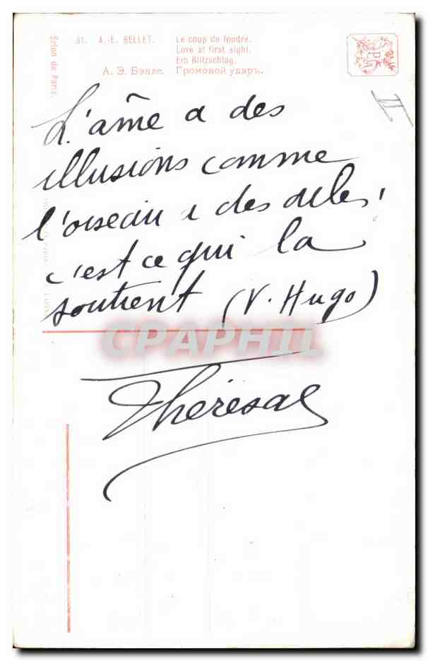 CPA Fantaisie Pierrot Pierrots Bellet Le coup de foudre  — Verso