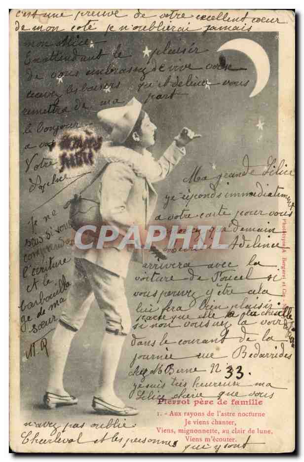 CPA Fantaisie Pierrot pere de famille Pierrots 