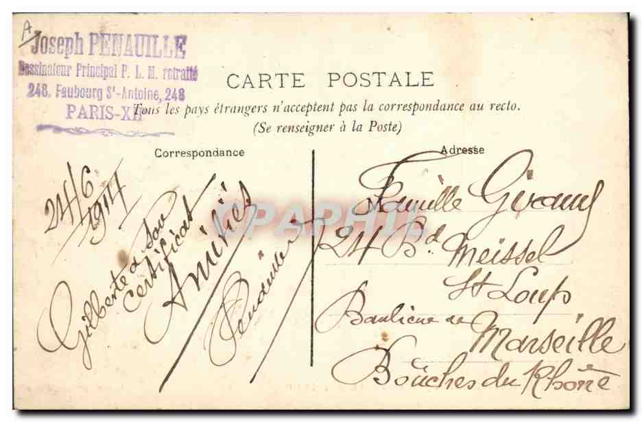 Destruction dans une forêt — Effets terribles du cyclone du 16 juin 1908 — éditeur G. Ragué, n° 52 — Rückseite