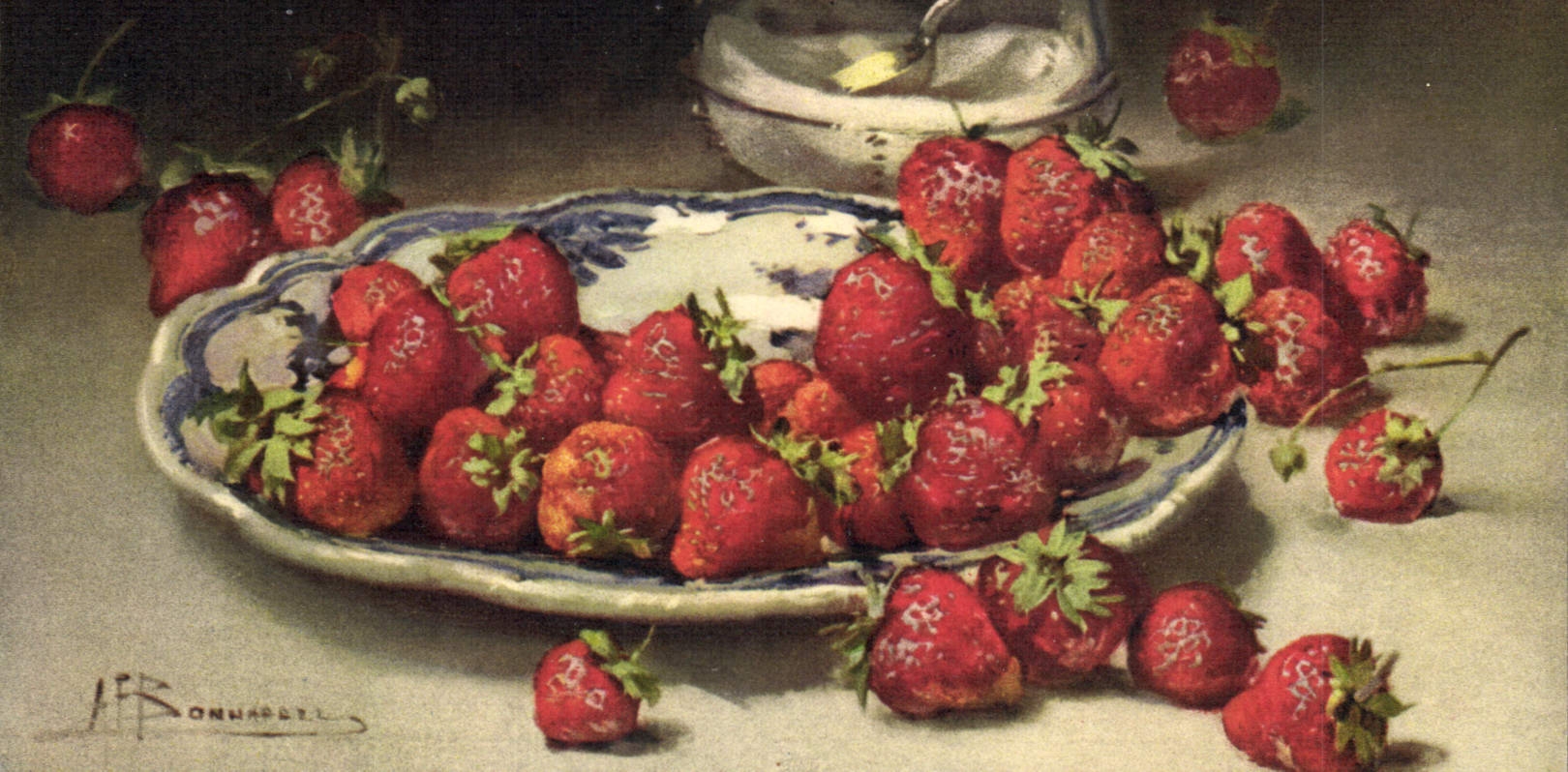 CPA Fantaisie Nature morte Fraises 