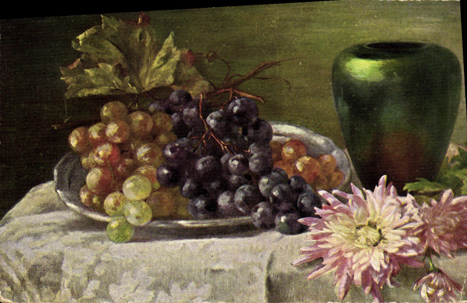 CPA Fantaisie Nature morte Raisins 