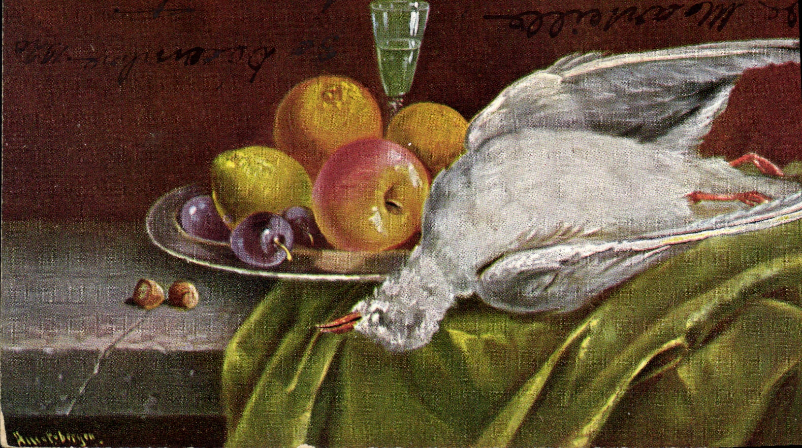 CPA Fantaisie Nature morte Oiseau 