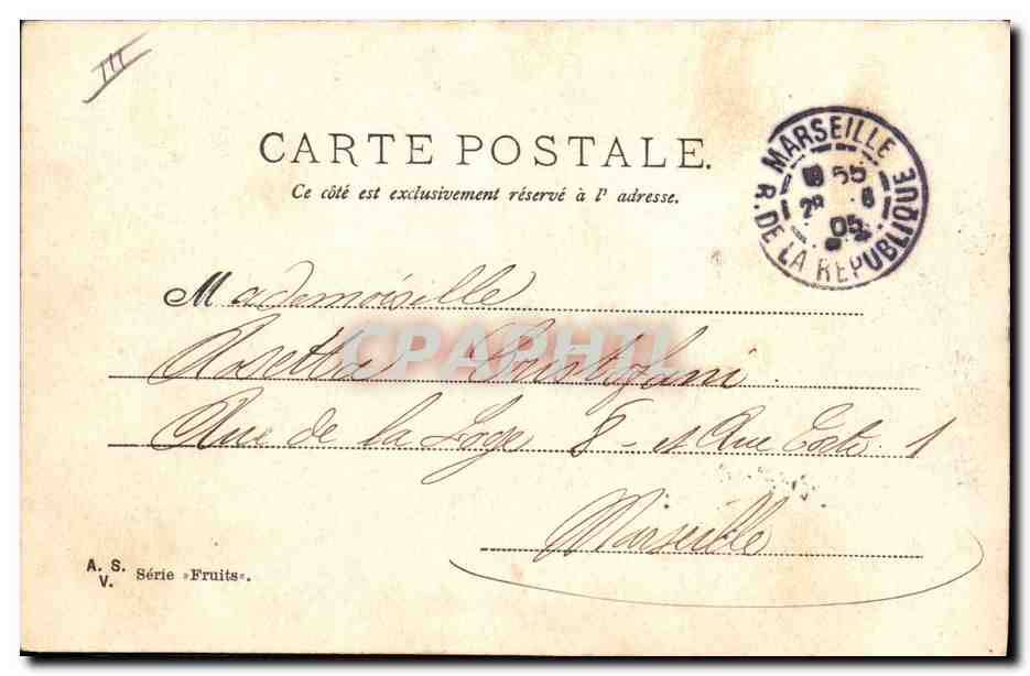 CPA Fantaisie Nature morte Raisins  — Verso