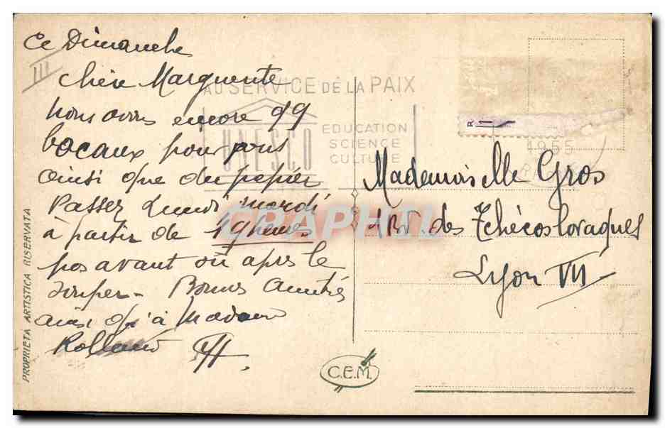 CPA Fantaisie Nature morte  — Verso