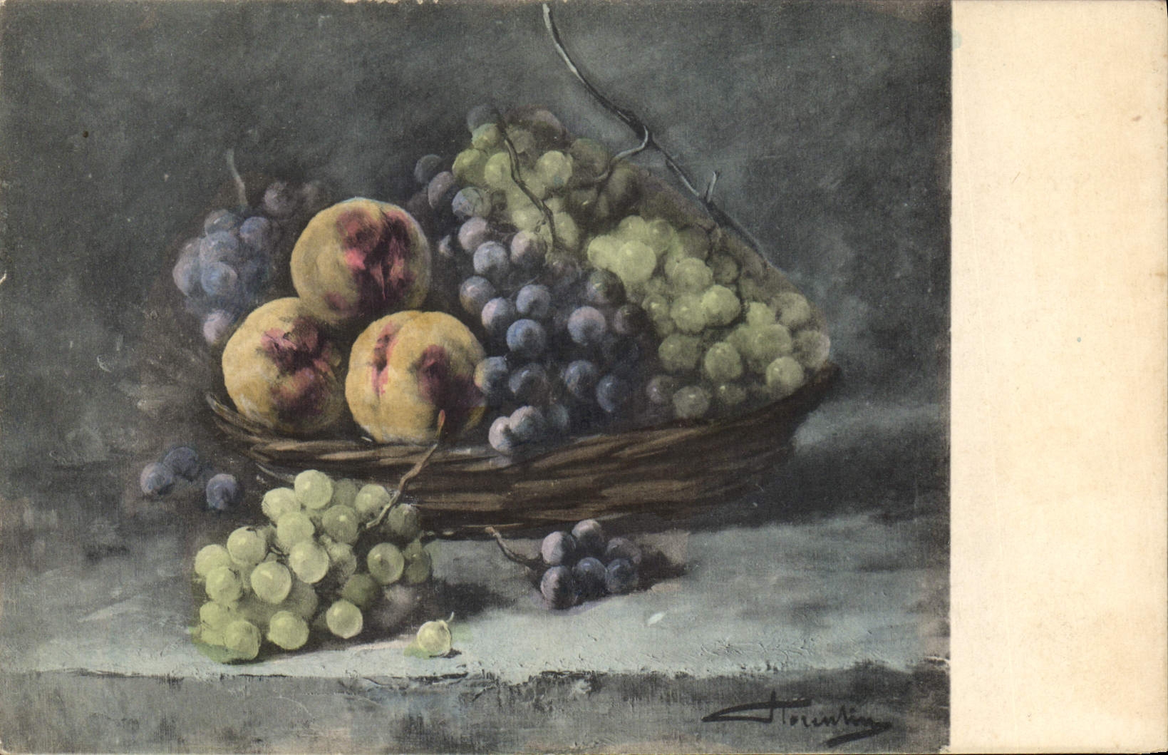 CPA Fantaisie Nature morte Raisins 
