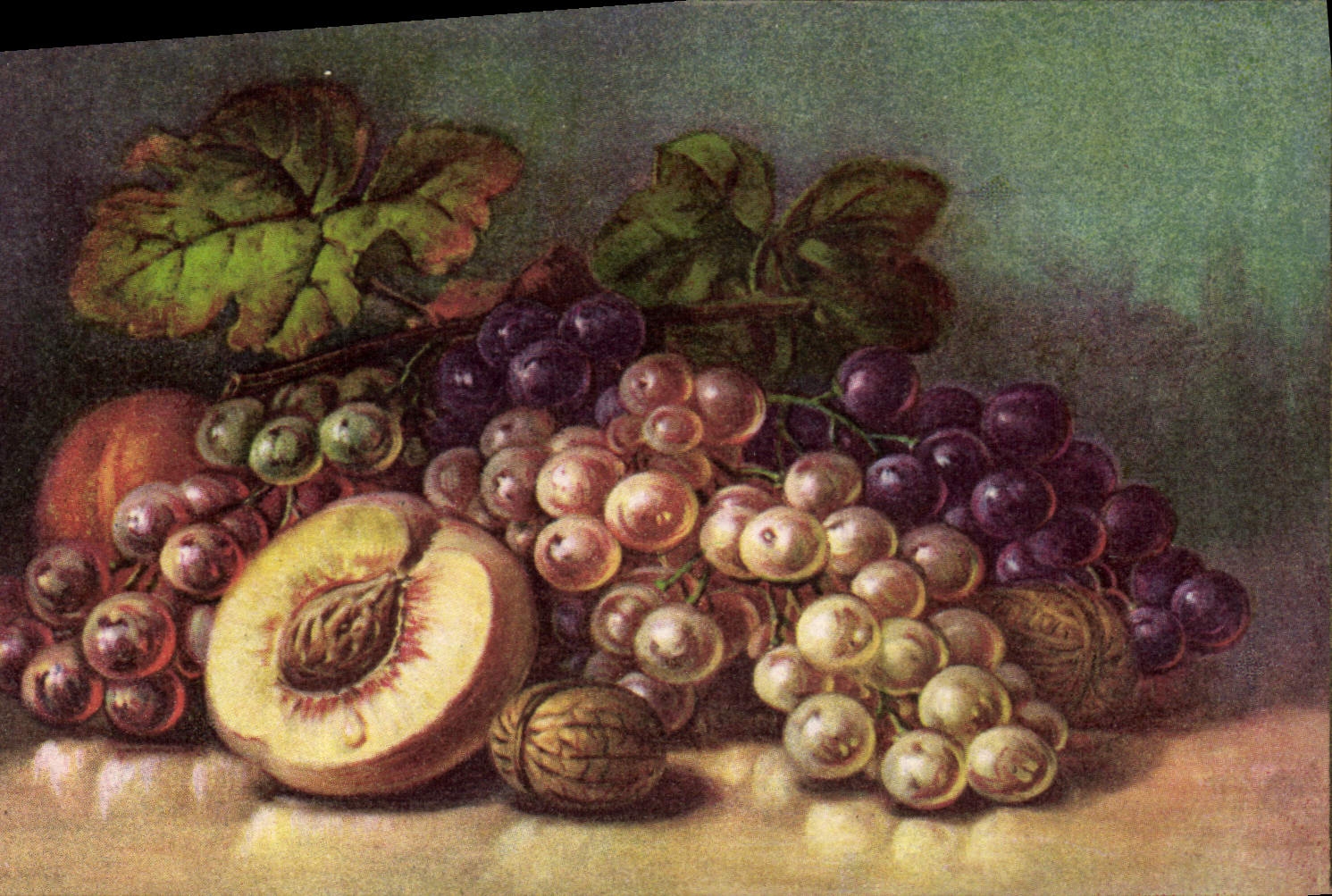 CPA Fantaisie Nature morte Raisins 