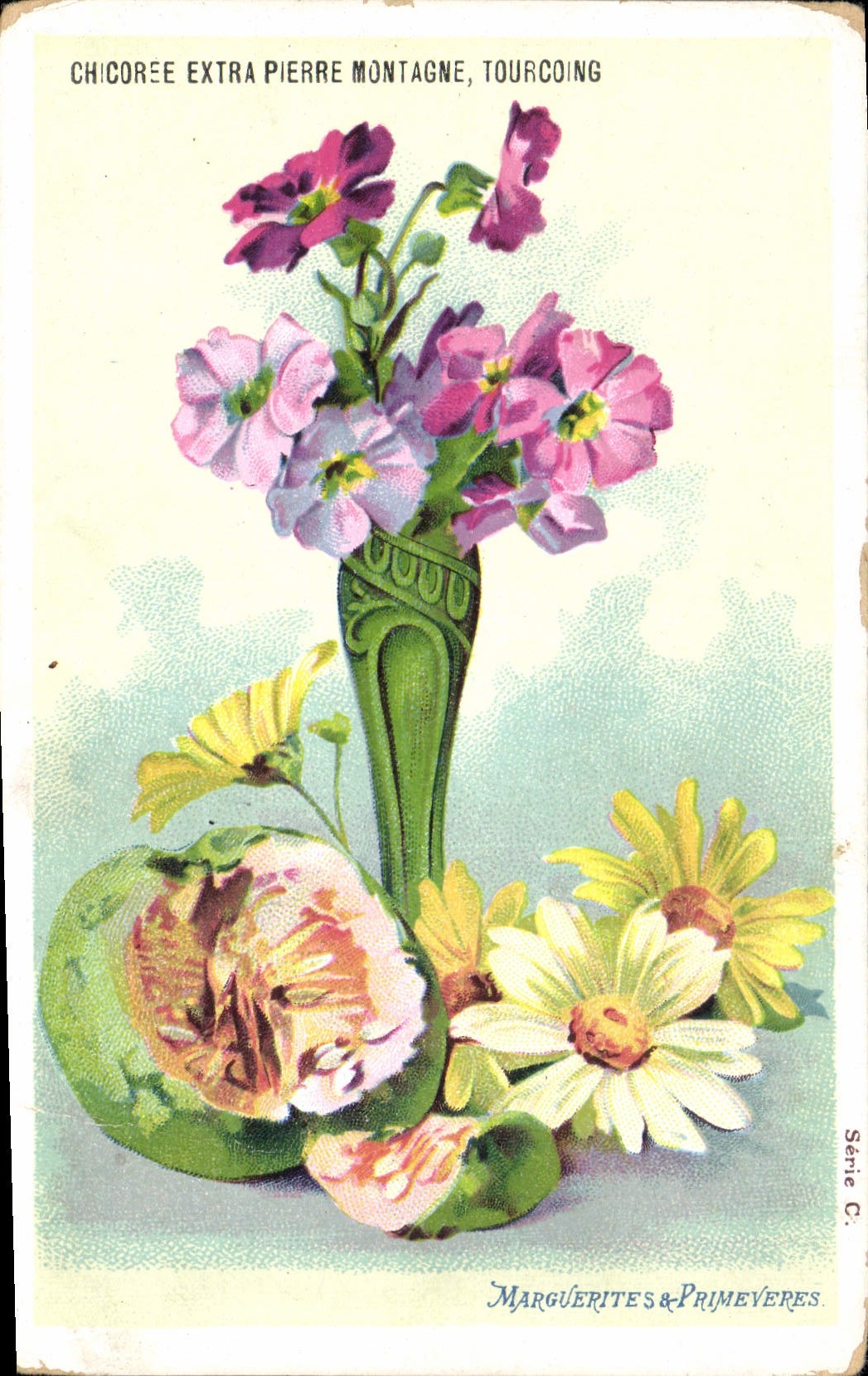 CPA Fantaisie Fleurs Marguerites et Primeveres 