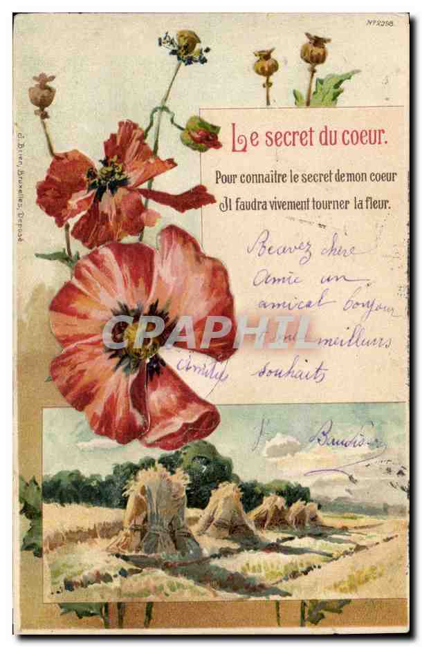 Mohnblumen — Das Geheimnis des Herzens — Edition B. Duvivier, Einlage