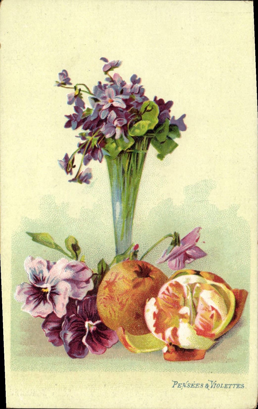 CPA Fantaisie Fleurs Pensees et violettes 