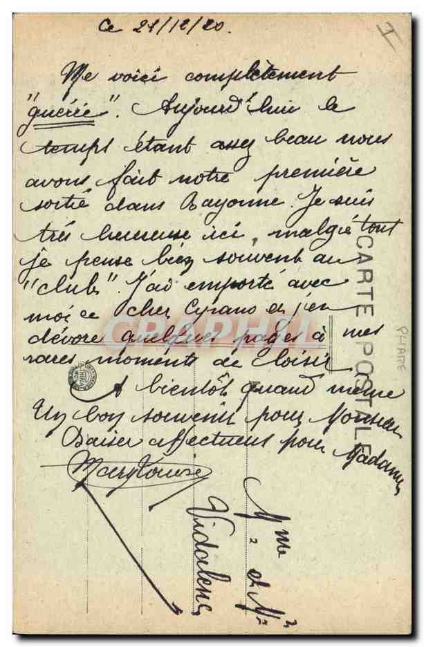 CPA Phare Bayonne La Barre par gros temps — Rückseite