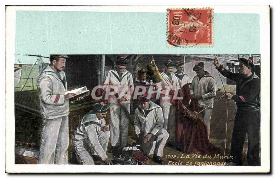 CPA Militaria La vie du marin Ecole de fanionnage 