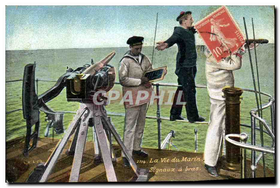 CPA Militaria La vie du marin Signaux a bord 
