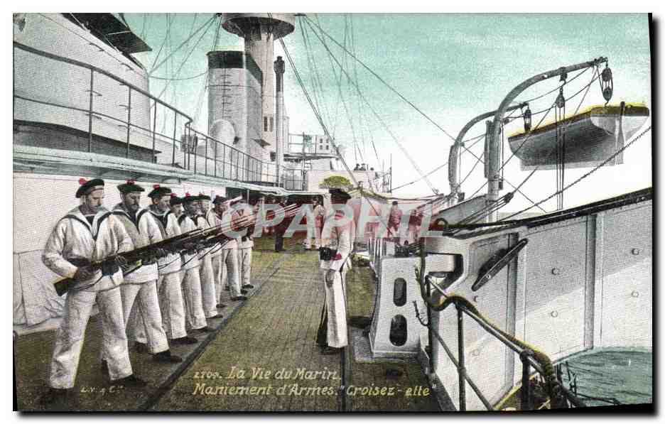 CPA Militaria La vie du marin Maniement d'armes Croisez ette 
