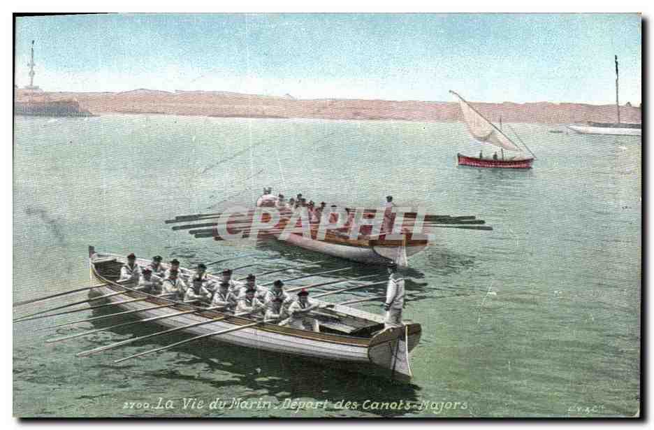 CPA Militaria La vie du marin Depart des canots majors 