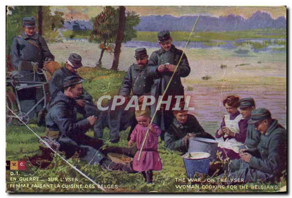 Femme faisant la cuisine des Belges — Sur l'Yser — L.V.C. D.1
