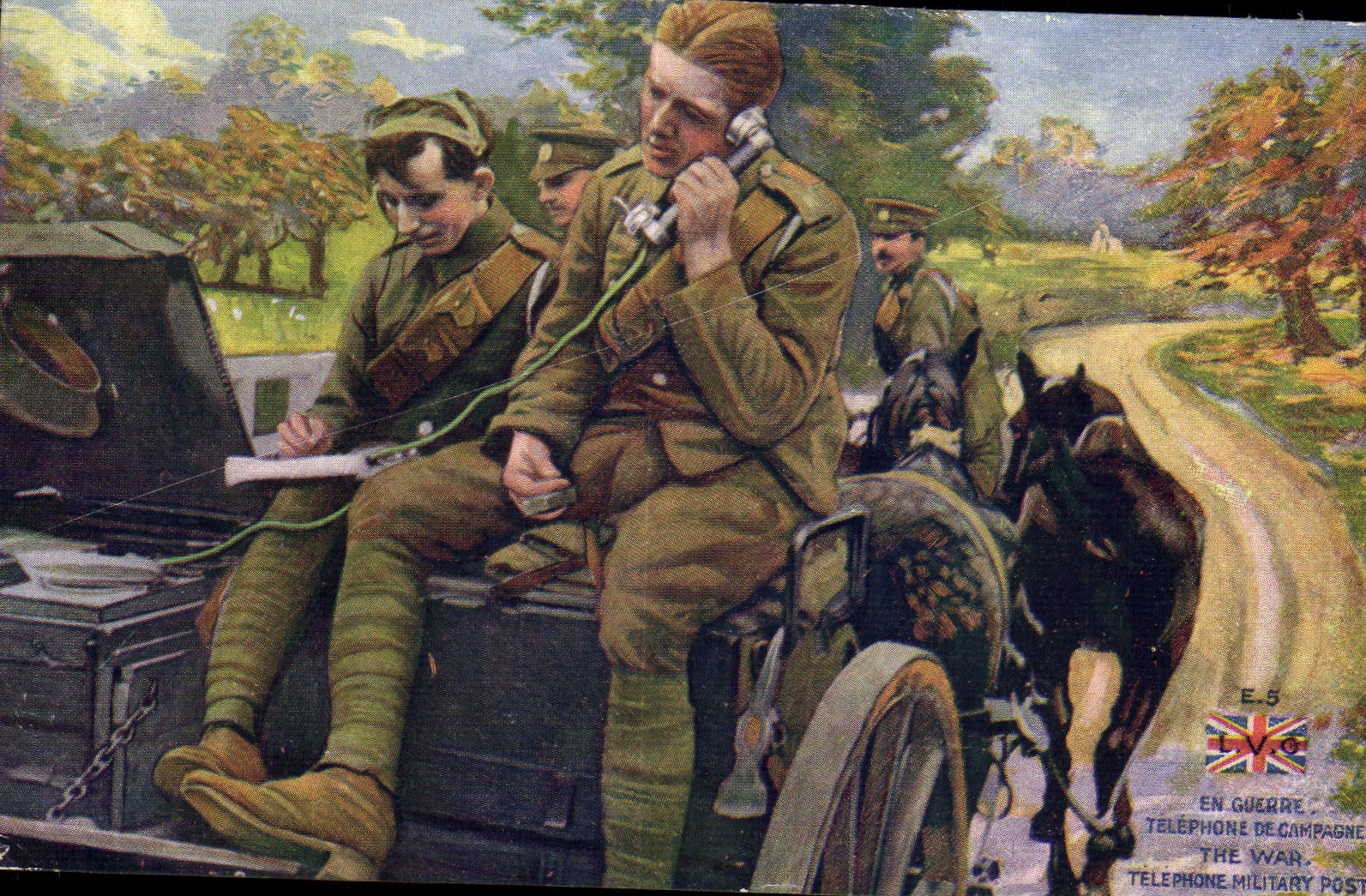 Soldats en campagne — téléphonie militaire — L.V.C. E.5