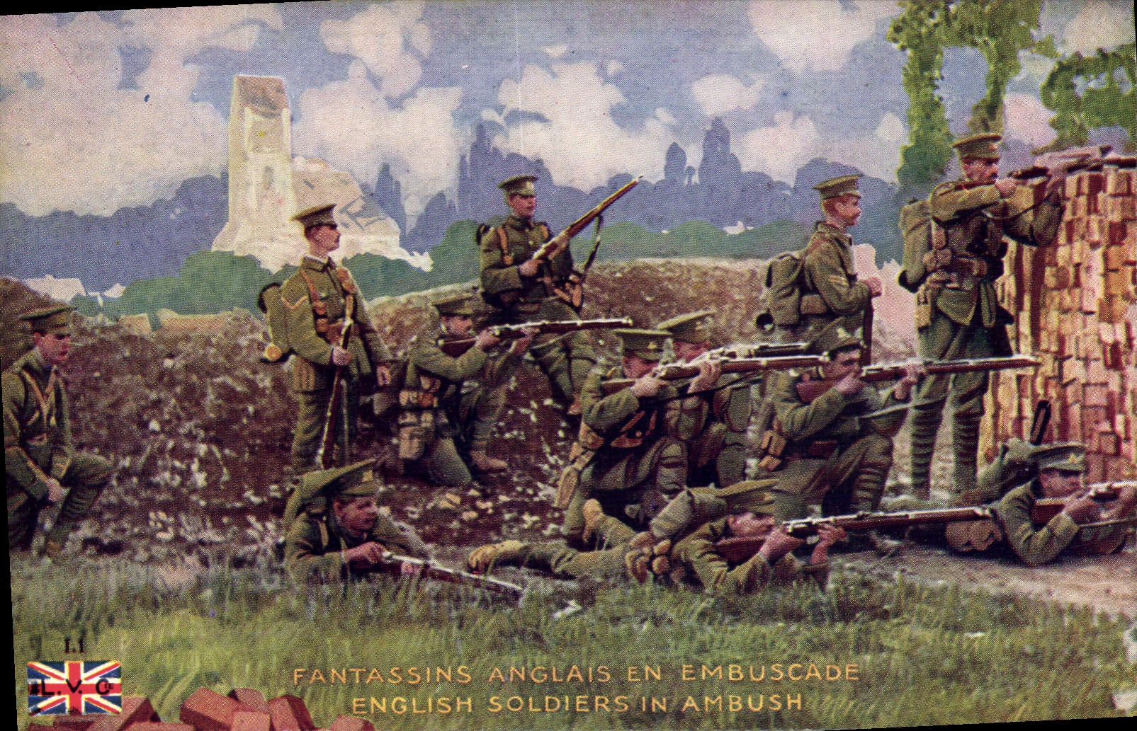 Fantassins anglais en embuscade — English soldiers in ambush — n° 11, éditeur n.v.o.