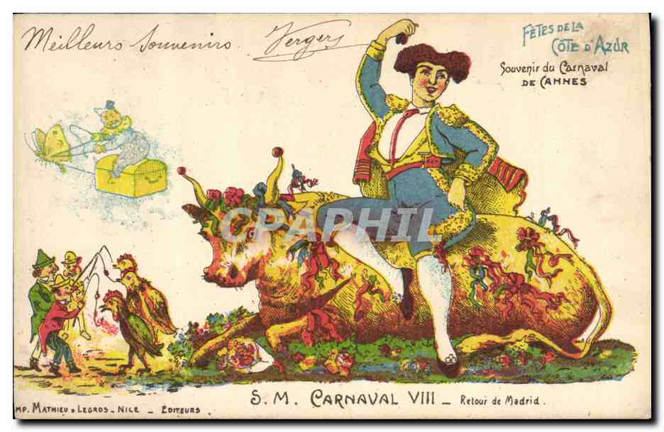 CPA Carnaval VIII Retour de Madrid Cabbes Boeuf 