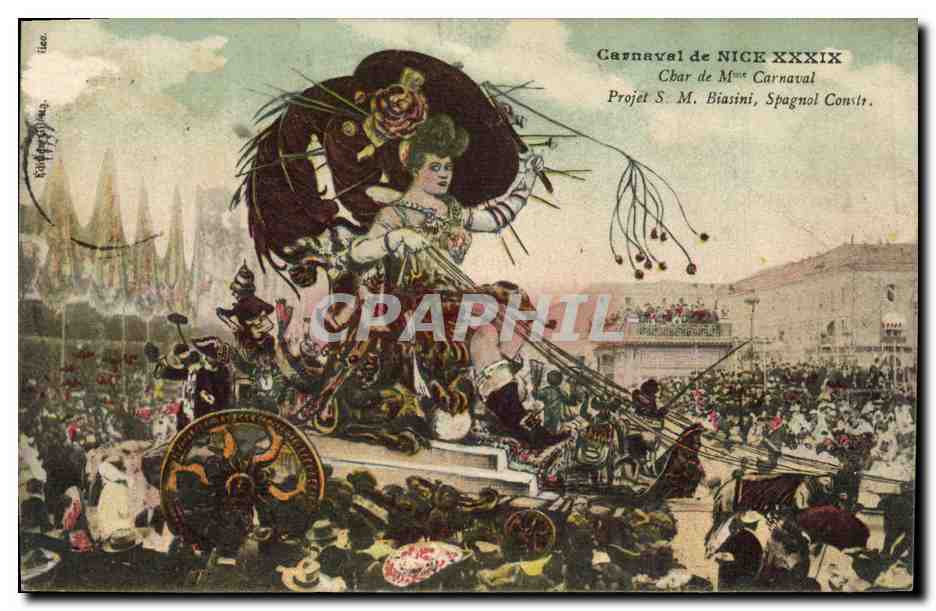 CPA Carnaval de Nice XXXIX Char de Mme Carnaval 