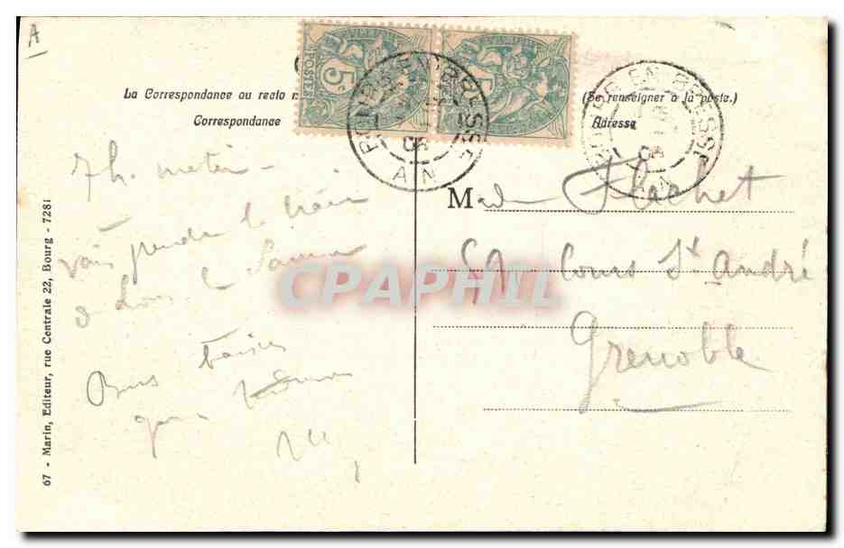 CPA Folklore Bresse Bressane Costume national — Verso