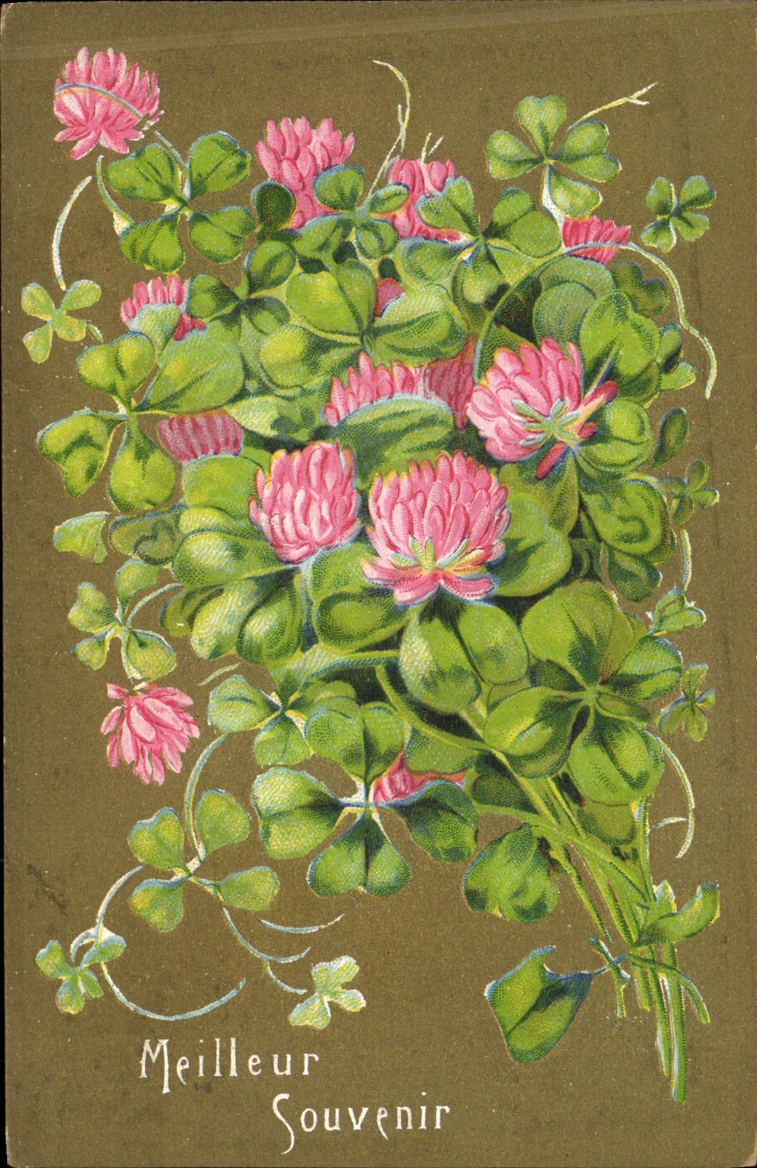 CPA Fantaisie Fleurs Trefles 