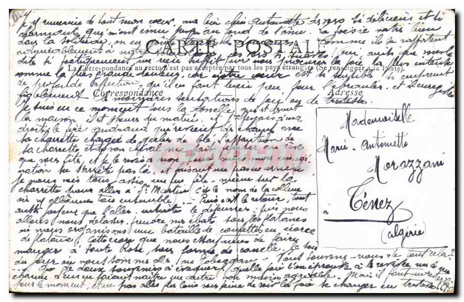 Clara Faurens — Odéon — Carte postale signée — Verso
