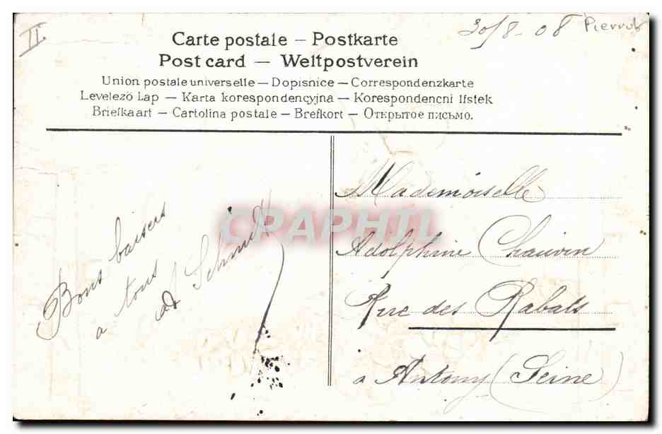 CPA Pïerrot Pierrots Guitare — Verso