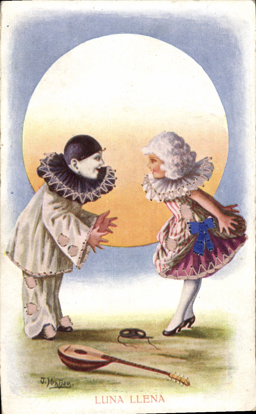 Clowns dansant sous la lune — Luna Llena — J. Montiea