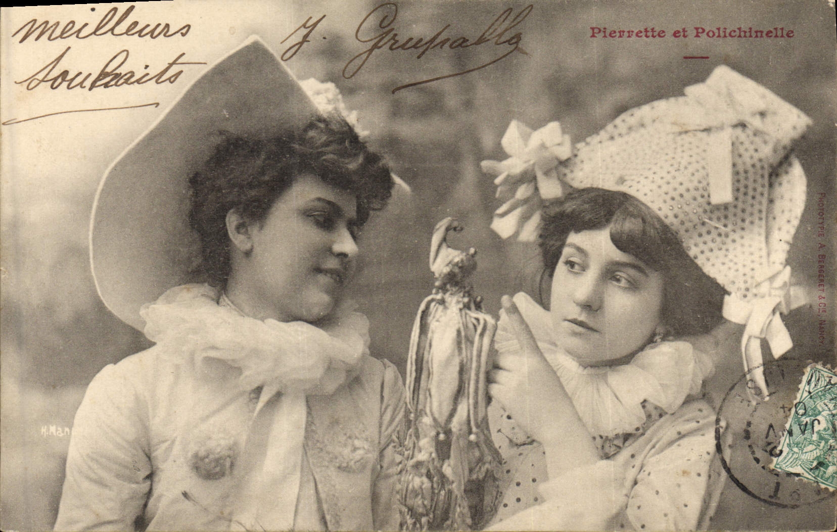 CPA Pïerrot Pierrots Pierrette et Polichinelle