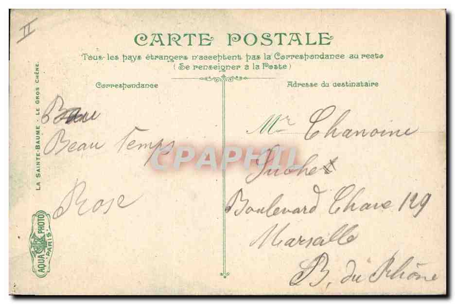 CPA Arbre La Sainte Baume Le gros chene  — Rückseite