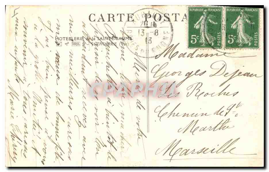 CPA Arbre La Sainte Baume Le gros chene  — Rückseite