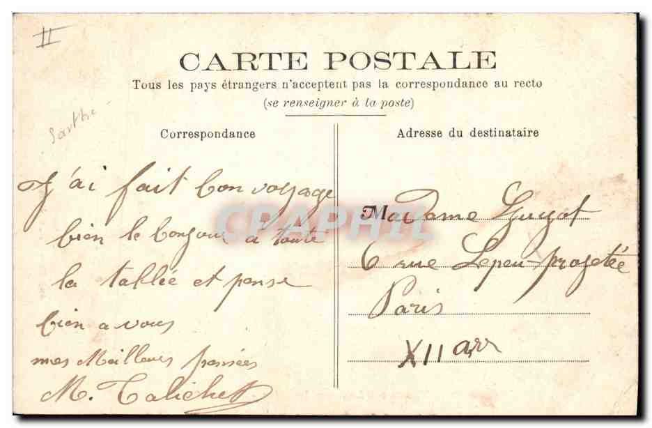 CPA Arbre Chateau du Loir  — Rückseite