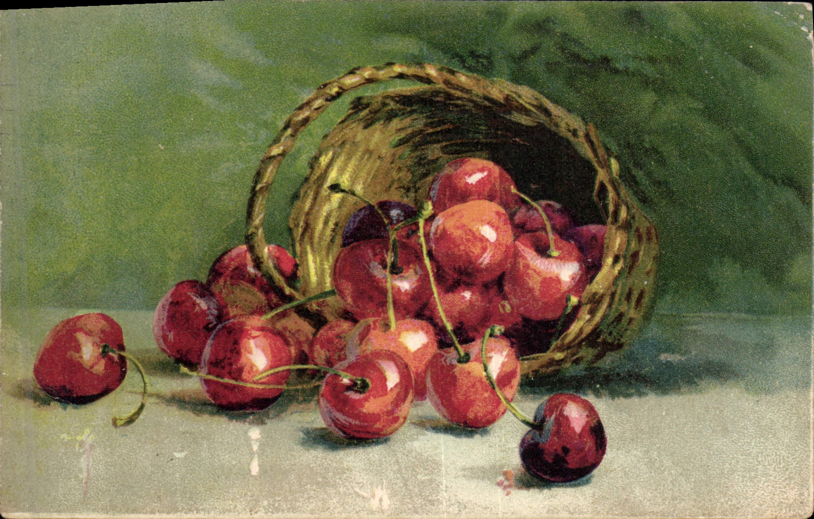 CPA Fantaisie Nature morte Cerises