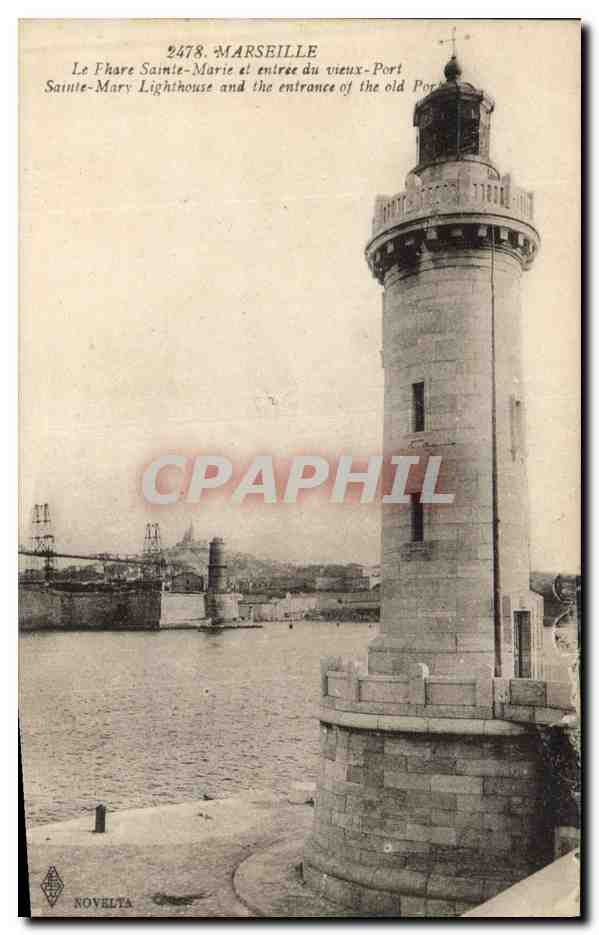 CPA Phare Sainte Marie et entree du vieux port Marseille