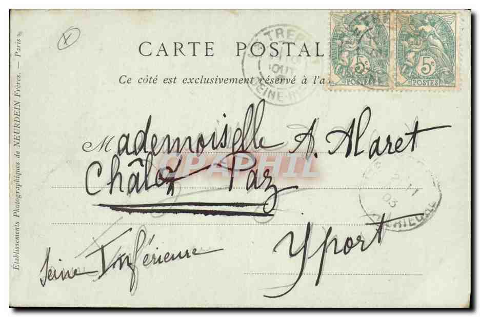CPA Phare Le Treport La jetee par gros temps — Rückseite