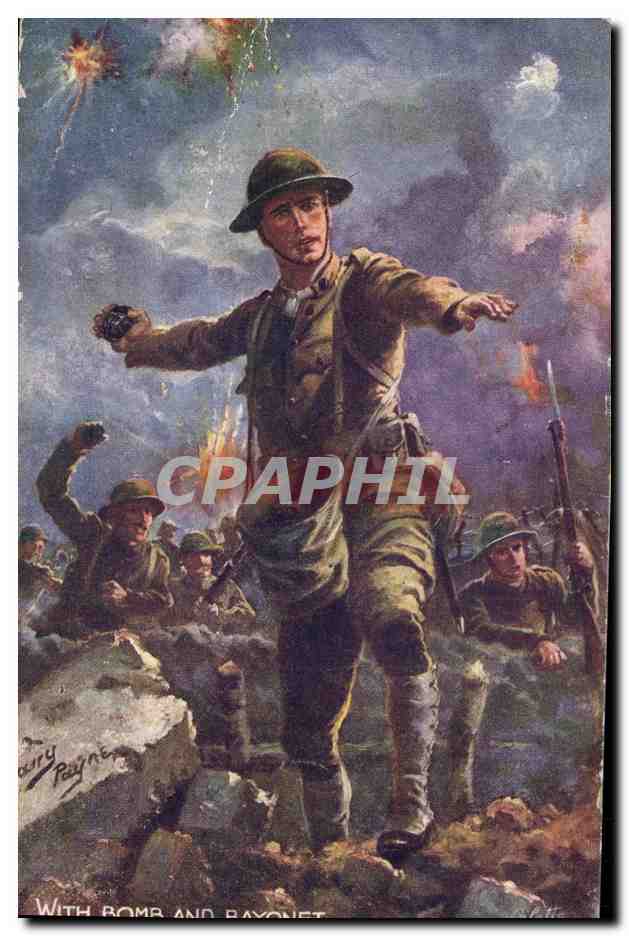 CPA Militaria With bomb and bayonnet