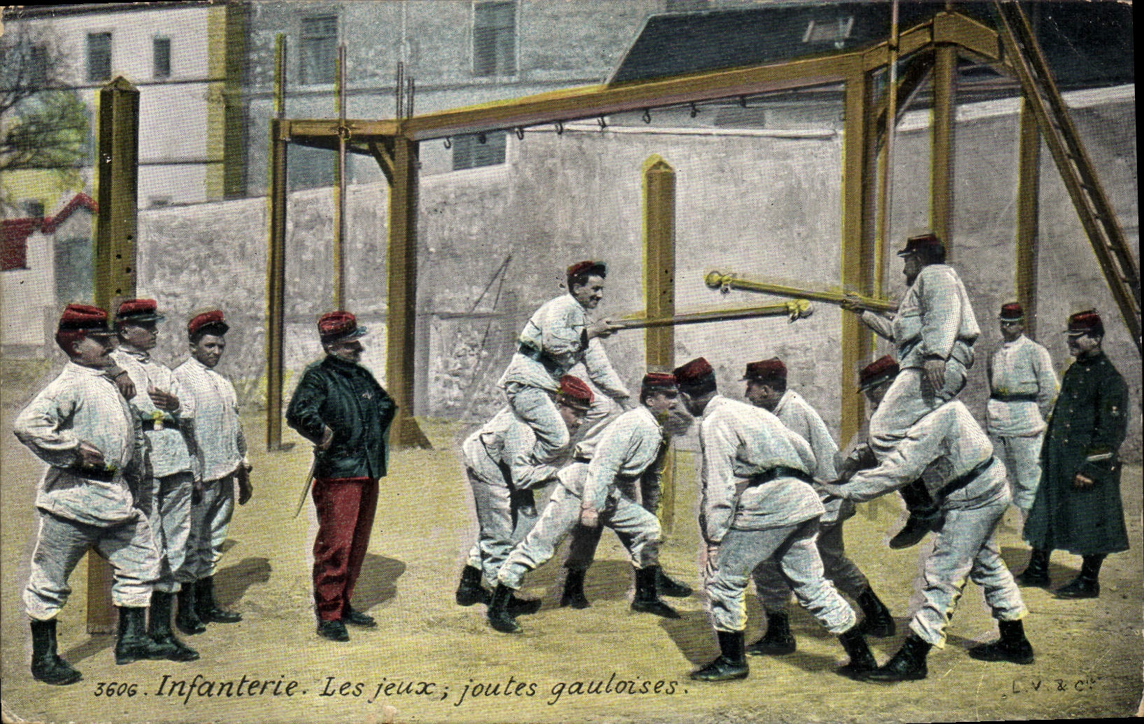 CPA Militaria Infanterie Les jeux Joutes gauloises