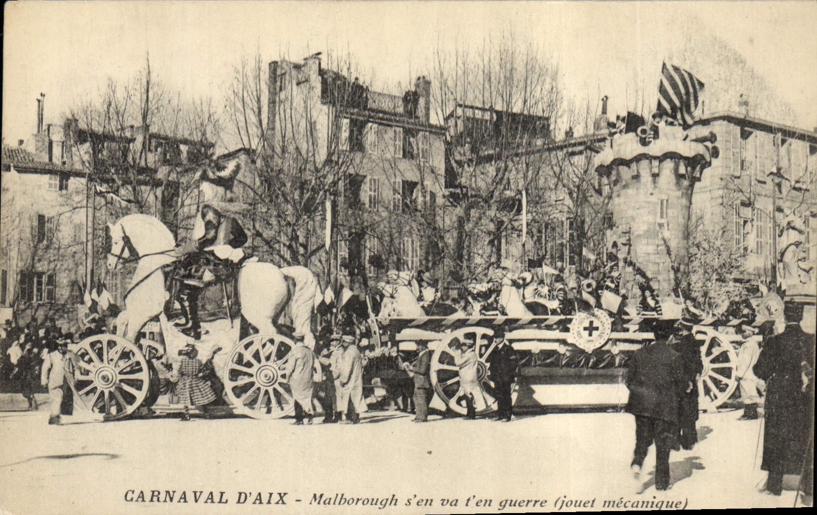 CPA Carnaval d'Aix Aix en Provence Malbourough s'en va t'en guerre jouet mecanique 