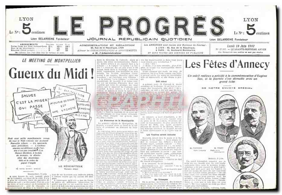 CPA Journaux Journal Le Progres Les fetes d'Annecy Meeting de Montpellier TOP Journal Republicain 