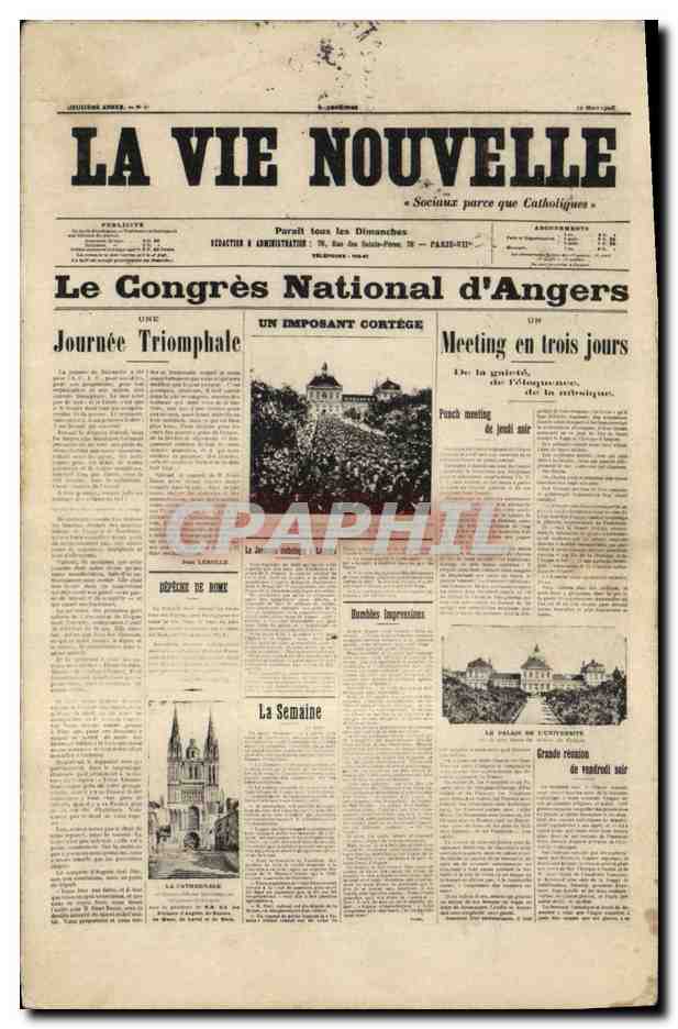 CPA Journaux Journal La vie Nouvelle Le Congres National d'Angers TOP