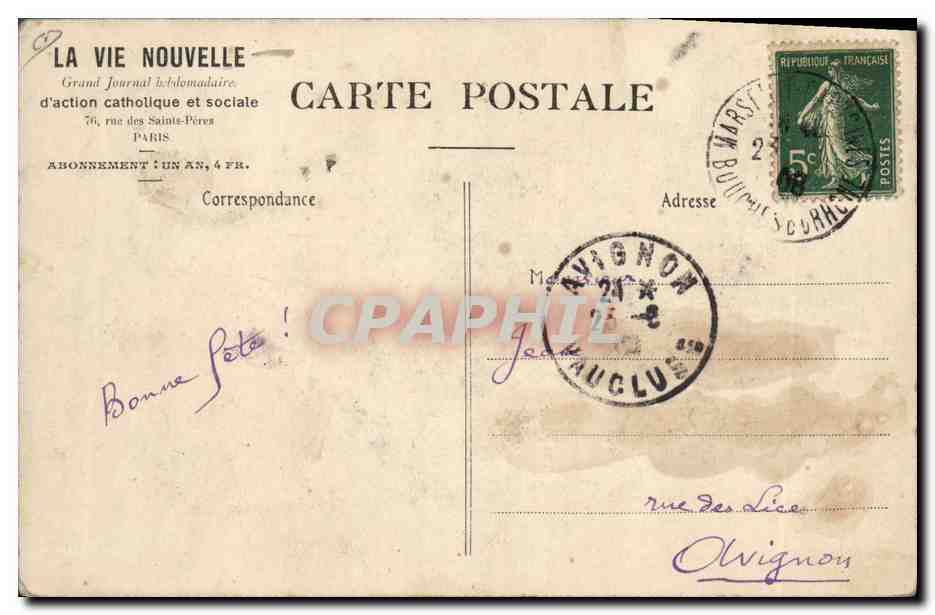 CPA Journaux Journal La vie Nouvelle Le Congres National d'Angers TOP — Rückseite