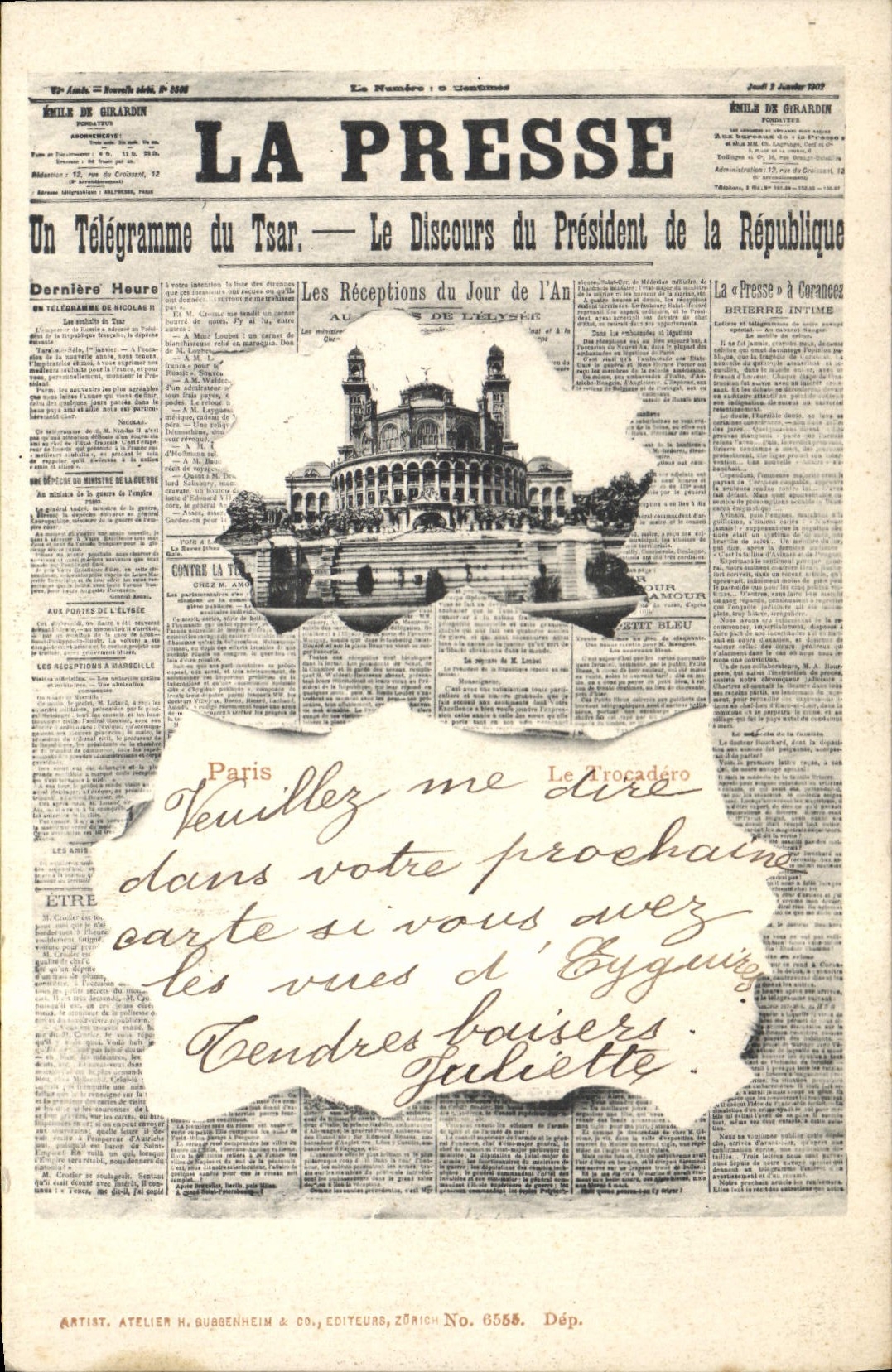 Paris — Le Trocadéro — Artist. Atelier H. Gubbenheim & Co., Éditeurs, N° 6558