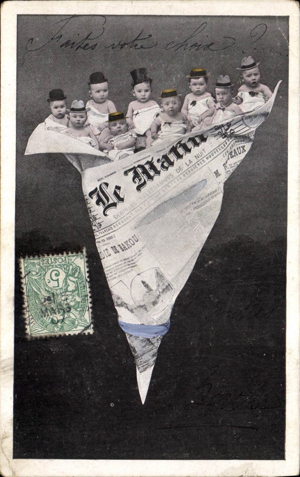 CPA Fantaisie Journaux Journal Le Matin Enfants Bebes