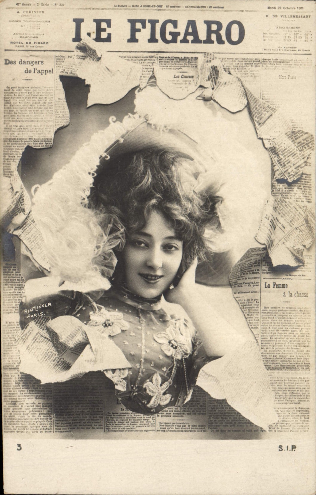 Portrait de femme — Revue Le Figaro — A. Perivier, 47e année, n° 332, 29 octobre 1909