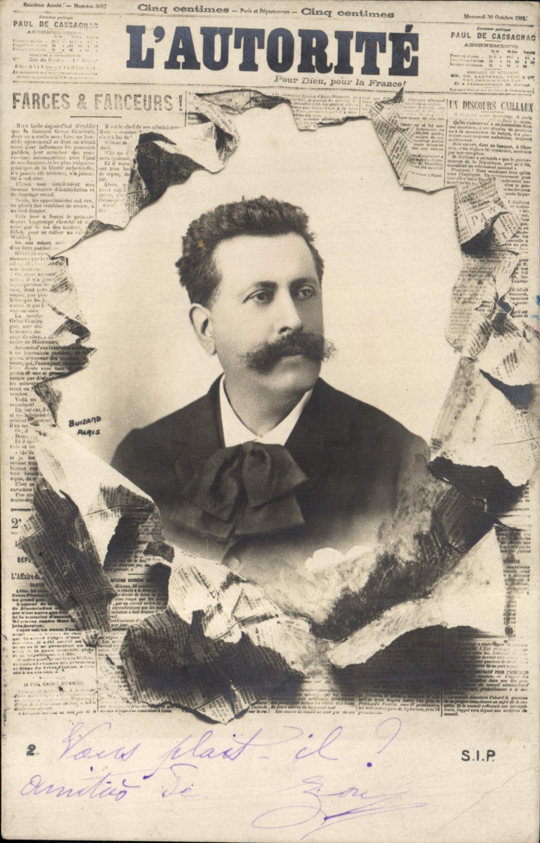 Portrait d'homme — caricature satirique — Paul de Cassagnac, éditeur, n°2