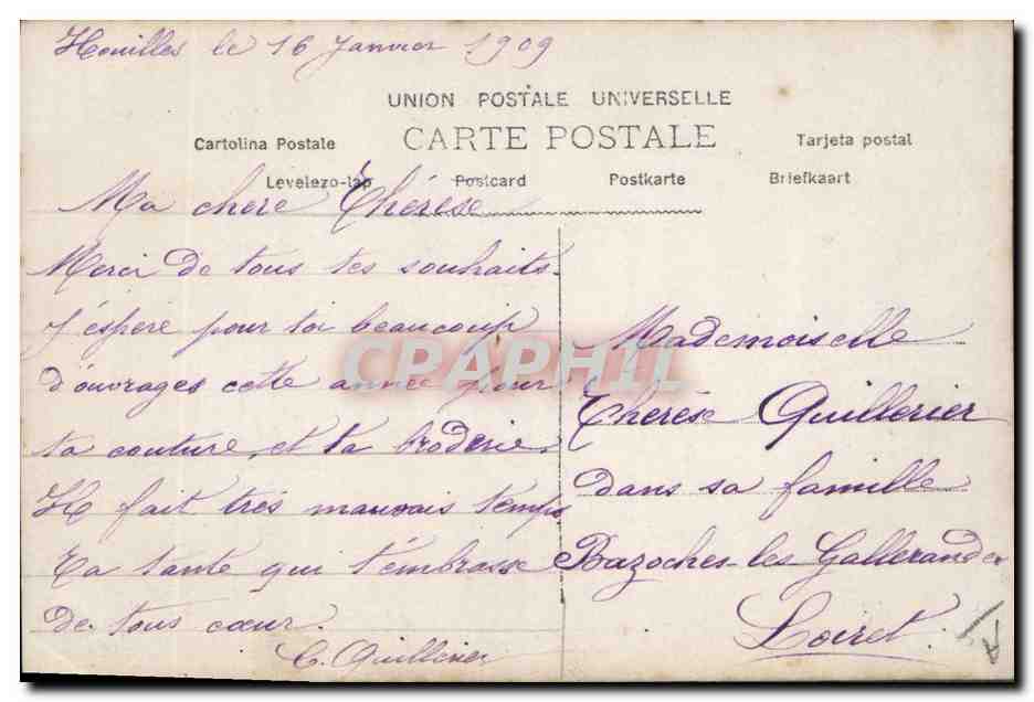 Ragazza con berretto viola che legge un giornale — H.K.C. — n°3150 — Verso