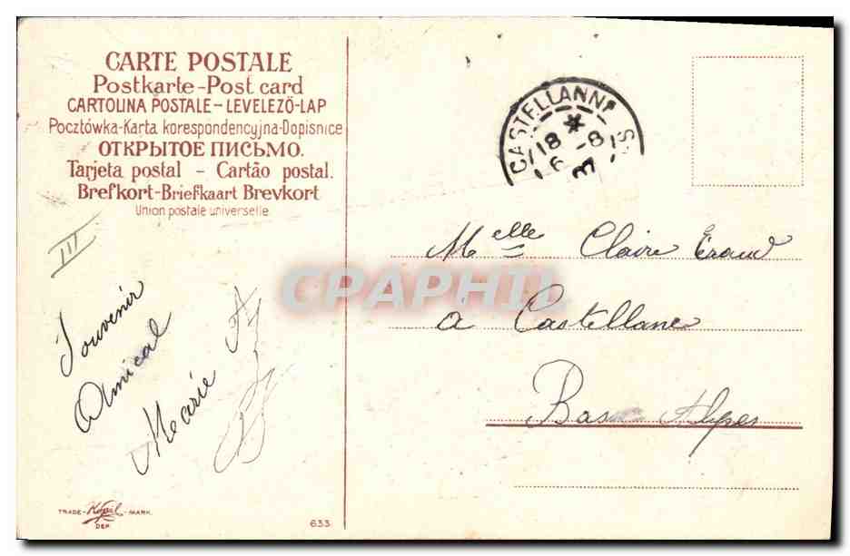 CPA Fantaisie Fleurs Colombe Canon — Verso