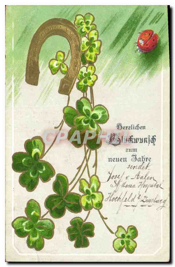 Clover and horseshoe — Glückwunsch zum neuen Jahre — Josef v. Balen, Hochfeld, Luxemburg