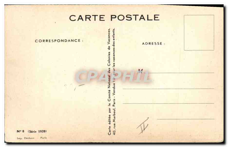 CPA Enfants Colonies Les secrets de la mer — Rückseite